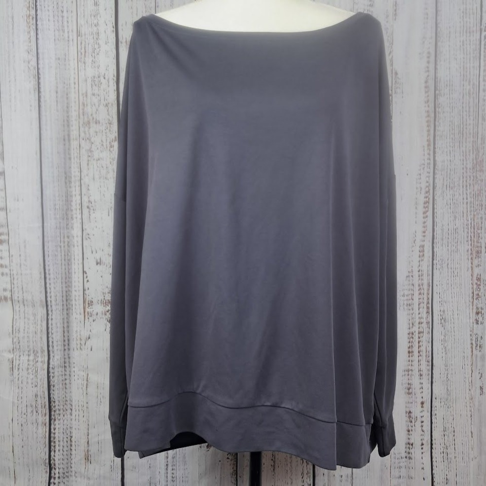 FABLETICS 1X Eco Sleek Knit Boat Neck Pullover Pewter Gray Athleisure - Picture 3 of 9